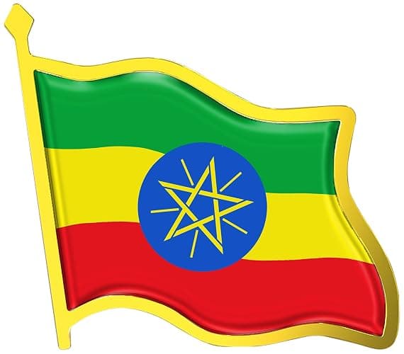Ethiopia Flag Lapel Pin - Enamel Metal National Badge | World Travel Souvenir Gifts for Men & Women | Country Flag Patriotic Brooch Bulk Pack of Pins for Hat, Tie, Clothes, Backpack (1pc) - Image 1