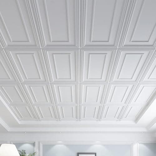 Art3d Drop Ceiling Tiles, 24x48in. White (12-Pack), Polyvinyl Chloride (PVC), Glue Down thumbnail 3