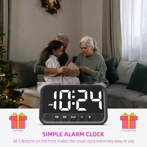 Small LED Digital Clock for Bedroom, Loud Alarm Clock for Heavy Sleepers Adults, Teens | Plug-In Electric Desk Clock | Simple Bedside Nightstand Clock with Adjustable Volume/Brightness/Snooze – White thumbnail 6