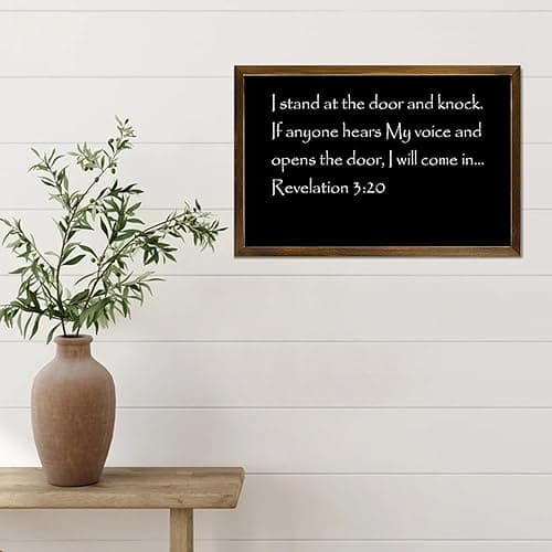 Revelation 3:20 I Stand at The Door And Knock. If Anyone Hears My Voice Decorative Wooden Framed Sign 12x8in Farmhouse Wall Art Sayings Plaque Modern Craft Rustic Wall Decor Wood Signs with Frame - Style-15 thumbnail 6