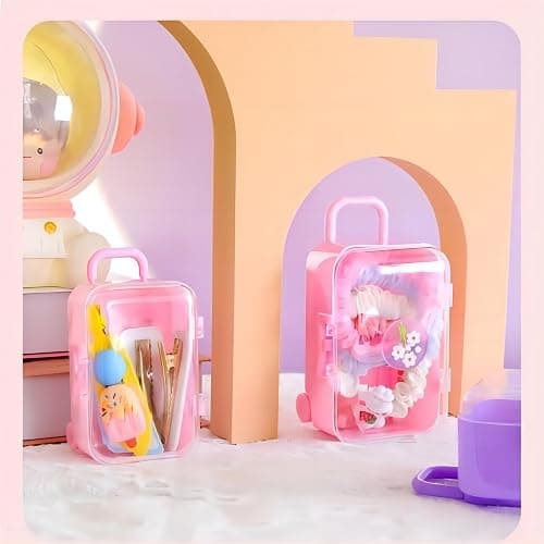 BaaSid 4PCS Mini Plastic Travel Suitcase Candy Box Suit for Doll Wedding Party Decoration,Doll Suitcase, Mini Luggage,suitcase Gift Box thumbnail 7