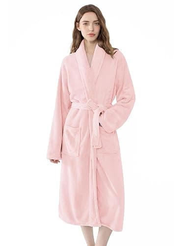 Soft Robe For Women，Warm Plush Bath Robes Female，Spa Towel After Shower Lightweight Long Bathrobe - Image 1