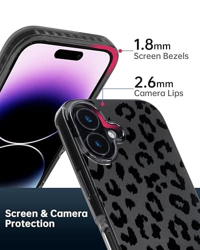 SCORPIFY for iPhone 16 Case [Compatible with MagSafe] with Matte Black Leopard Cheetah Print Design, Cute Magnetic Phone Cover for Women Girls and Men, Slim Bumper with Stylish Pattern thumbnail 5