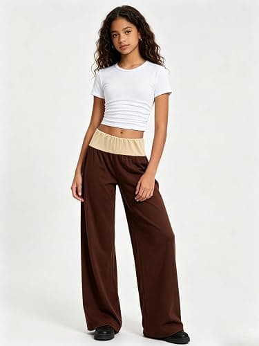 Voxikodex Teen Girls Pants 2 Pack Wide Leg High Waist Sweatpants with Pockets Athletic Pants Size 9-16 Years thumbnail 6