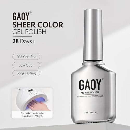 GAOY Nude Jelly Gel Nail Polish, 16ml Sheer Translucent Netural Soak Off Gel Polish, UV Light Cure for Nail Art DIY, 2982 Natural Pink thumbnail 6