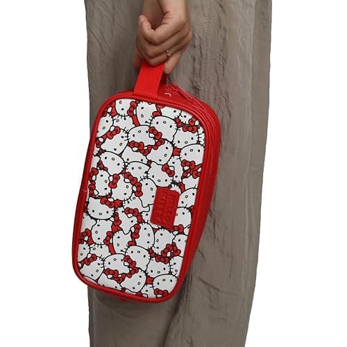 Bioworld Hello Kitty Character Face All-Over Print 9" Dual Compartment Toiletry Kit thumbnail 2