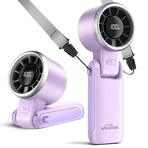 WHATOOK Portable Handheld Turbo Fan:12m/s Strong Wind 15000RPM High Speed Mini Fan, 4000mAh Battery Rechargeable Personal Fan with LED Display, 3 in 1 Foldable Fan for Travel Office Shopping, (Purple) - Image 1