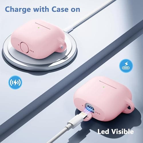 Dgege for Airpods 4th Generation Case Cover(2024),Soft Silicone Full Protective Case for AirPods 4 Case with Keychain & Cleaner Kit,Compatible with Apple Airpods 4 for Women,Men（Lightpink） thumbnail 6