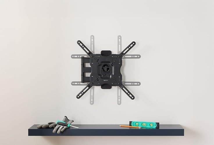 Amazon Basics Full Motion Articulating TV Wall Mount, with Swivel and Tilt, for 26" to 55" TVs and Flat Panels up to 80 Lbs, VESA Compatible, Single Stud, Black thumbnail 6
