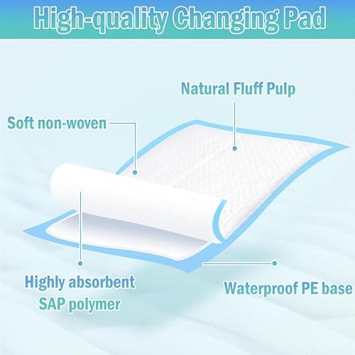 Rocinha 100 Pack Disposable Changing Pads Baby Disposable Underpads Waterproof Diaper Changing Pad Breathable Underpads Bed Table Protector Mat, 17 Inches x 13 Inches thumbnail 4