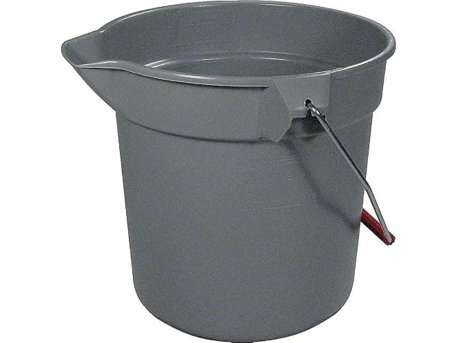 Rubbermaid Commercial Products Brute Heavy-Duty Round Bucket, 10-Quart/2.5 Gallon, Gray, Corrosive-Resistant Pail with Handle for Professional/Janitorial Cleaning and Material Transport thumbnail 4