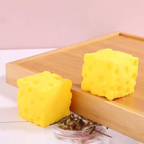 Cheese Squish, 2PCS Cheese Stress Balls Squish Toys, Calming Relaxation StressRelief Cube Slow-Rebound Squishys Cute Toy Soft Foam Toy For Men Women,5x5cm thumbnail 2