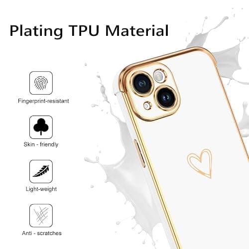 BENTOBEN for iPhone 15 Case, Phone Case iPhone 15, Cute Heart Pattern Slim Fit Thin Soft Flexible Shockproof TPU Bumper Non-Slip Lightweight Women Girls Charging Protective Cover for iPhone 15, White thumbnail 2