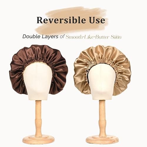 Yanibest Double Layer Satin Bonnet Silk Bonnet for Sleeping Adjustable Hair Bonnet for Women Curly Natural Hair thumbnail 4