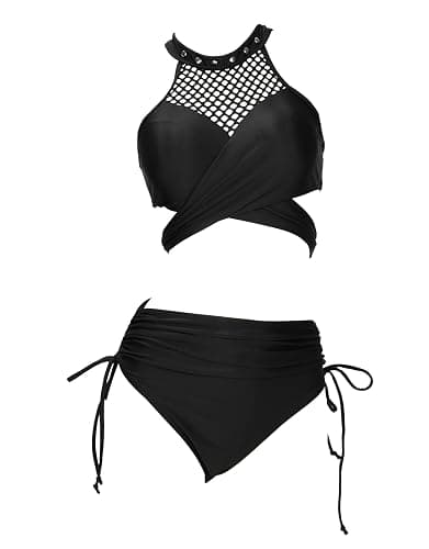 Meowcos Women's Bikini Sets Gothic Bathing Suit Fishnet Designed Two Piece Swimsuit - Image 1