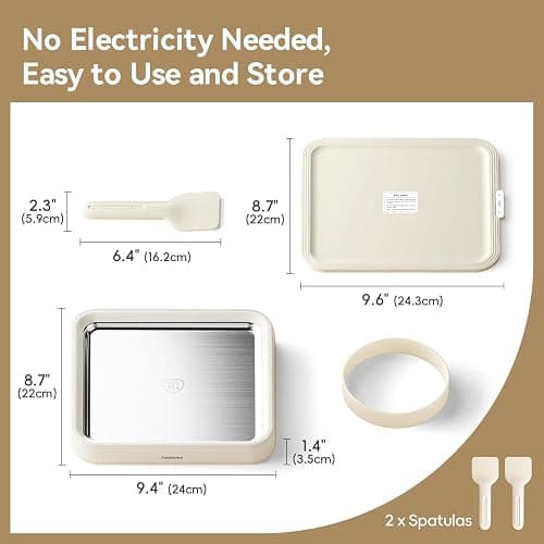 Rolled Ice Cream Maker, Felizbebe Instant Ice Cream Roller Tray with Lid and 2 Spatulas, Food Grade Premium Stainless Steel Cold Plate No-electricity for Fun Family Activities, DIY Parent-Child Time thumbnail 2
