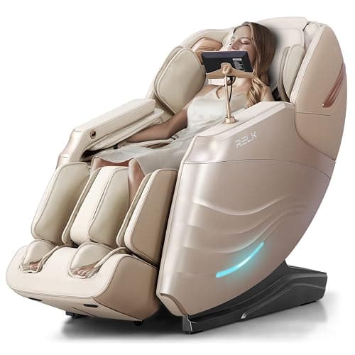 RELX 2025 Massage Chair Full Body, 15 Modes Zero Gravity SL-Track Shiatsu Massage Chair Built-in Heat System, Airbag Massage with Body Scan, Deep Yoga Stretch, Calfrest Extension and AI Control(Cream) - Image 1