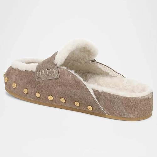 Fur Lined Clogs for Women Fuzzy Studded Slippers Comfortable Slip On Mules Closed Round Toe Fall Winter Casual Flat Shoes thumbnail 4