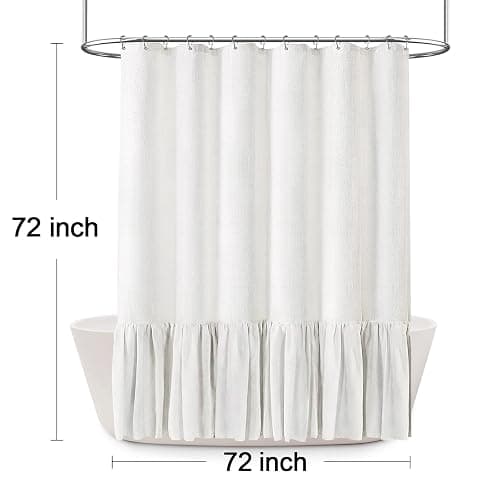 XOGUIBO Farmhouse Shower Curtain with Ruffle Hem Linen White Shower Curtains for Bathroom Country Vintage Rustic Natural Fabric, 72" W x 72" L thumbnail 2