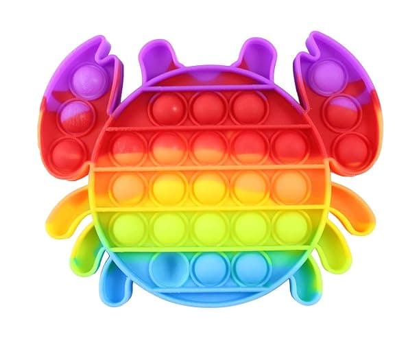 Rainbow Crab Bubble Pop Fidget Toy - Ocean Sea Animal Silicone Push Poke Bubble Wrap Fidget Toy - Pop the Bubbles Down Then Flip it over and Do it Again - Sensory Stress Toy OT thumbnail 2
