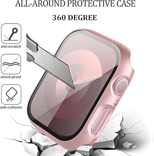 6-Pack Case Compatible with Apple Watch 40mm Series SE 3(2025)/SE 2/SE/6/5/4 with Tempered Glass Screen Protector, QCKANLJ Ultra-Thin Hard PC Full Protective Face Cover Bumper for iWatch 40 mm thumbnail 3