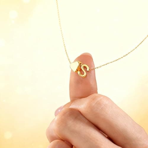 Turandoss Easter Gifts - 18K Gold/Silver Plated Letter A-Z Pendant with Heart Pendant Necklace for Women, Gilrs Necklace,Initial Necklaces Birthday Easter Gifts for Kids Women Mom Girls thumbnail 3