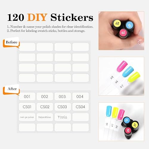 PEACECOLOR 100 Pcs Nail Swatch Sticks with Ring, 120 Blank Number & Box | Nail Color Swatches Display Kit, Protective Container Box, Clear Fan-Shaped Swatch for Nail Art Practice, Home and Salon thumbnail 3