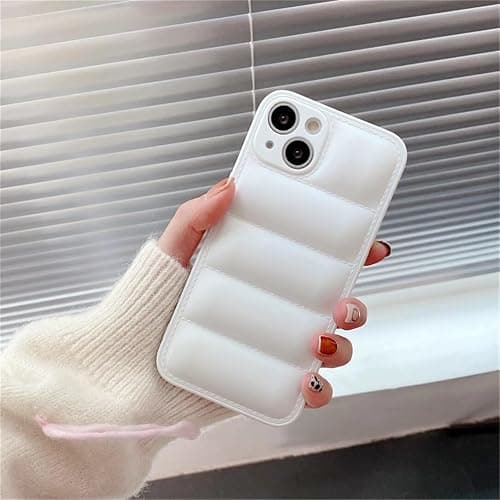 Case for iPhone 17 Pro Max,Luxury Down Pure Jacket Soft Unzip Sofa Silicone Puffer Touch Cloth Portection Shockproof Girls Women Phone Case for iPhone 17 Pro Max,6.9 inch 2025 (White) thumbnail 2