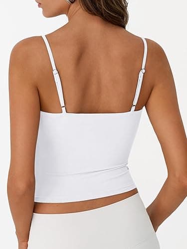 Trendy Queen Womens Spaghetti Strap Tank Top Summer Double Lined Workout Camisole Going Out Cute Tops Y2k Teen Girl Basic - White - Small thumbnail 4
