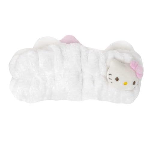 The Crème Shop Plush Spa Headband w/Hello Kitty's Signature Bow, Spa Headband for Washing Face, Skincare Headbands, Soft & Fluffy Headbands for Women (Pink) - Image 1