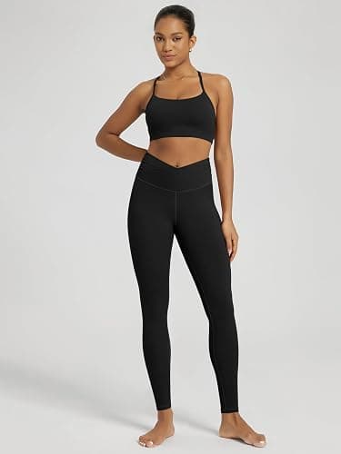 ODODOS Women's Cross Waist Yoga Leggings with Inner Pocket, 23"/25"/28" Gathered Crossover Workout Yoga Pants thumbnail 2