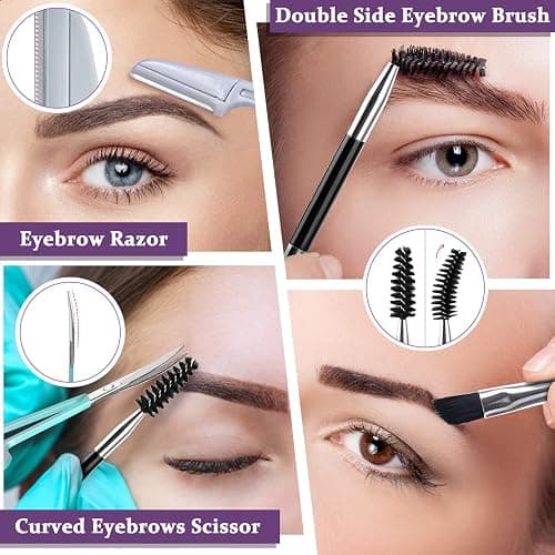 TsMADDTs 7PCS Tweezers for Women Facial Hair, Precision Tweezer Set for Eyebrows with Curved Scissor and Eyebrow Razor for Ingrown Hair thumbnail 5