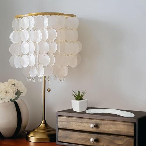 100 Pcs 2 Inch White Capiz Shells：Seashells with 2 Holes for DIY Crafts，Natural Round Charms for Home Decoration or Wind Chimes Outside thumbnail 5