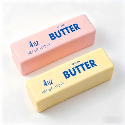 2 Pack Pink & Yellow Butter Squishy Slow Rebound Butter Squeeze Stress Ball | Realistic Soft Butter Stick Fidget Toy Slow Rising Squishy for Adults Anxiety & Stress Relief Sensory Gifts - Image 1