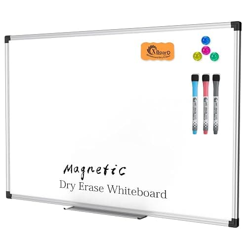 XBoard Magnetic Dry Erase Board/Whiteboard, 36 X 24 Inches, Double Sided White Board,1 Dry Eraser & 3 Dry Erase Markers & 4 Push Pin Magnets - Image 1