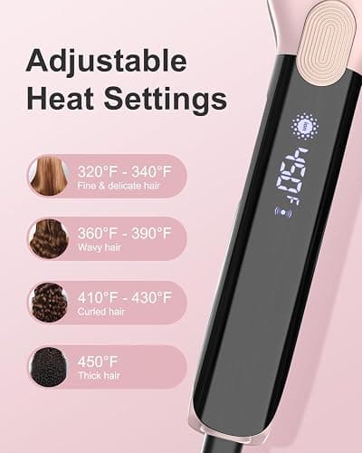 ANNLARY Hair Straightener, 1.75 Inch Flat Iron with Infrared and Ionic Technology, Titanium Plate with Ceramic Coating Dual Voltage Straightener with Heat-Resistant Silicone for All Hair Types thumbnail 6