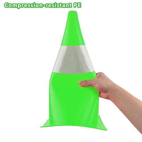 15 inch Traffic Safety Cones with Reflective Collars,[4 Pack]Green Construction Cones| Parking Cones|Road Cones for Parking lot, Driveway, Sport and Driving Training. thumbnail 4