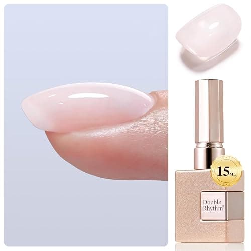 Double Rhythm 0.52 Oz Rubber Gel Polish Nail Strengthener Builder in a Bottle for Thickening Extension Hard Structure Glue (Nude Pink 8 in 1-3) - Image 1