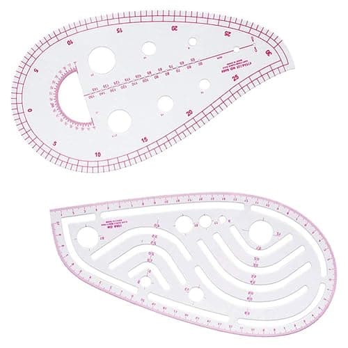 Lot de 4 règles de couture incurvées polyvalentes avec mesures françaises pour la couture, la fabrication de vêtements et la préparation de patrons thumbnail 2
