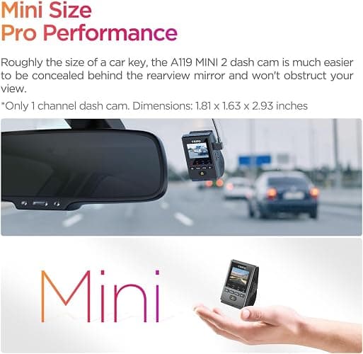 VIOFO Dash Cam A119 Mini 2, STARVIS 2 Sensor, 2K 60fps/HDR 30fps Voice Control Car Dash Camera with 5GHz Wi-Fi GPS, Night Vision 2.0, 24H Parking Mode, Supercapacitor, Support 512GB Max thumbnail 4