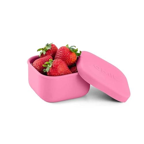 OmieBox Silicone Leakproof Snack Containers To Go, Food Storage Containers with Lid, School Lunch Bento Container - BPA Free, Airtight, Dishwasher and Freezer Safe, Oven Safe - 9.4 ounces (Pink) - Image 1