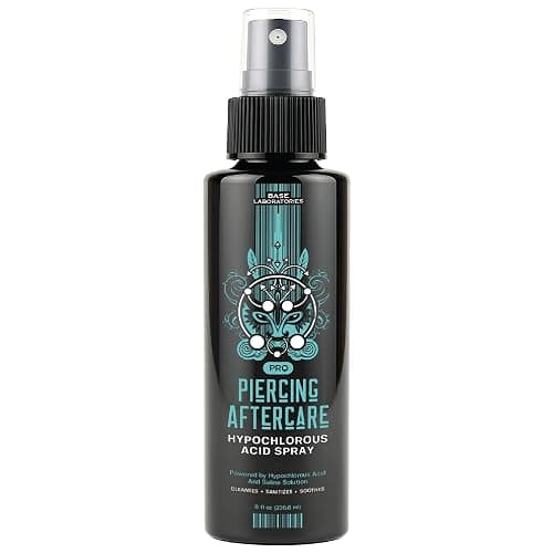 BASE LABORATORIES Piercing Aftercare Hypochlorous Acid Spray PRO 8 oz, HOCl | Ear Piercing Cleaner, Nose Aftercare Spray, HOCl Saline Mist, Keloid Bump Care, Wound Wash, Belly Piercing - Image 1
