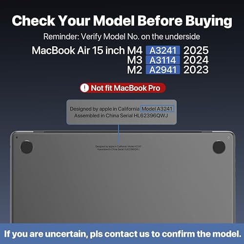 Soonjet for MacBook Air 15 inch Case M4 2025 2024 2023 M3 M2 [Top-Tier Matte Finish] [Ultra Thin Armor] Hard Shell Laptop Cover - Noble Black Clear thumbnail 3