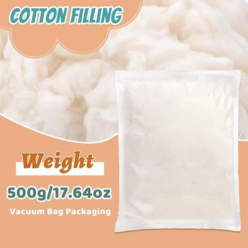 ZXIIXZ 1.1 lb Natural Cotton Filling Cotton Stuffing for Stuffed Animals | (7oz-4.4 lb) Warm Cotton Batting Fiber Fill for Couch Cushion Pillow Home DIY Craft Stuffing thumbnail 2