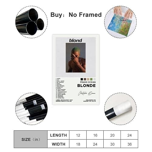GAECFOH Frank Ocean Blonde Album Poster Canvas Poster Bedroom Decor Sports Landscape Office Room Decor Gift Unframe-style Unframe-style12x18inch(30x45cm) thumbnail 2
