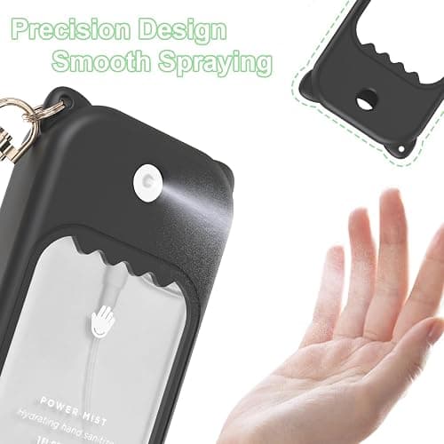 taessv Hand Sanitizer Spray Case for Touchland Silicone Touchland Case Keychain Cute Hand Sanitizer Spray Holder Compatible with Touchland Power Mist Gentle Mist Glow Mist, Black thumbnail 6