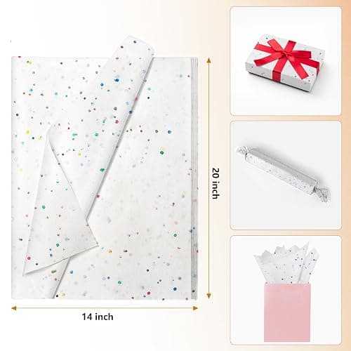 White Glitter Tissue Paper for Gift Bags 36 Sheets 14x20 Inch - Recyclable Wrapping Paper for Weddings, Birthdays, Party & Festival Decorations DIY Craft Supplies thumbnail 3