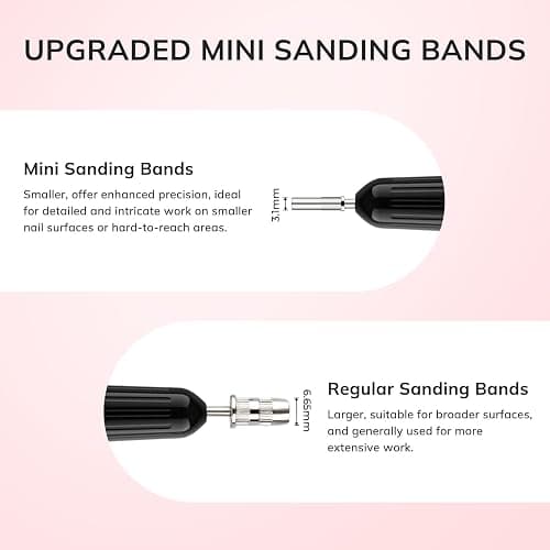 Lavinda Small Sanding Bands Nail Drill Bit, 80 Piece Extra Fine Sanding Bands for Nail Drill with 3.1mm Mandrel Bit for Acrylic Nails Gel Removing Shaping Polishing Nail Salon Use (240 Grit, Pink) thumbnail 4