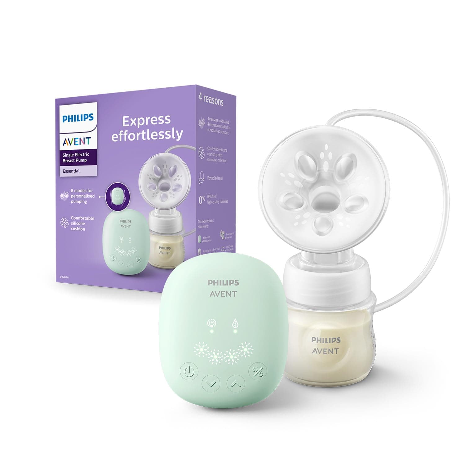 Philips Avent Portable Electric Breast Pump | No.1 Brand Recommended by Moms Worldwide | Soft adaptive Silicon Cushion | One Size Fits all | 4 + 4 Expression and Stimulation settings | Quiet Motor |Corded SCF323/11 - Image 1