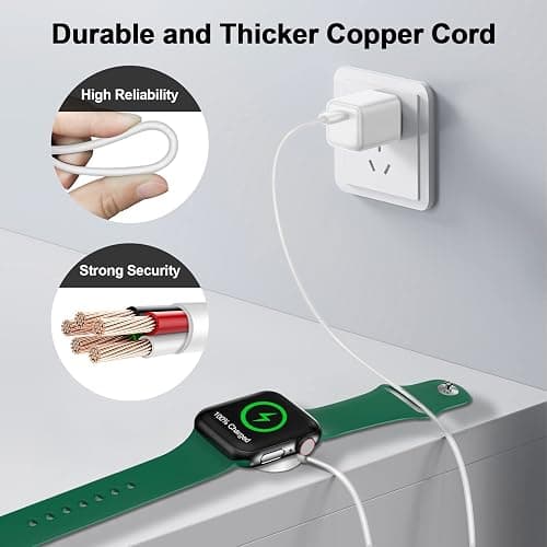 𝟐𝟎𝟐𝟓 𝐔𝐩𝐠𝐫𝐚𝐝𝐞𝐝 for Apple Watch Charger Magnetic Fast Charging Cable [Portable] Magnetic Wireless Charging Compatible with iWatch Series Ultra/SE/11/10/9/8/7/6/5/4/-[3.3FT] White thumbnail 4